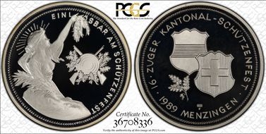 1989 HF 50 Fr Zug Haberling-36a Lettered Edge PR69DCAM