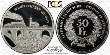 2011 HF 50 Fr Uri Haberling-85a Reeded Edge PR70DCAM