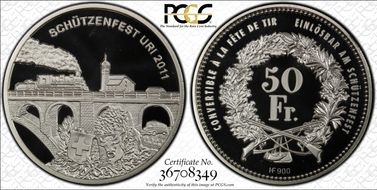 2011 HF 50 Fr Uri Haberling-85a Reeded Edge PR69DCAM