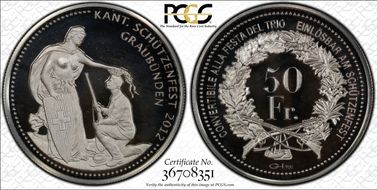 2012  50 Fr Graubünden Haberling-87a TRIO Ag RE PR67DCAM