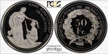 2012  50 Fr Graubünden Haberling-87a TRIO Ag RE PR68DCAM