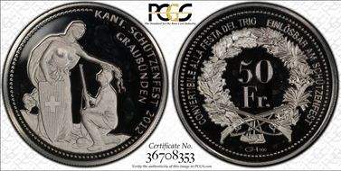 2012  50 Fr Graubünden Haberling-87a TRIO Ag RE PR67DCAM