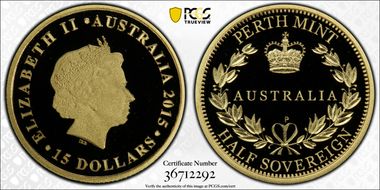 2015-P $15 Perth Mint Half Sov PR70DCAM