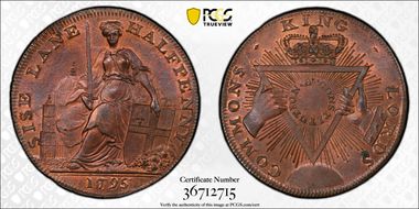 1795 Tk 1/2D DH-295 Middlesex, Davidson's MS66RB