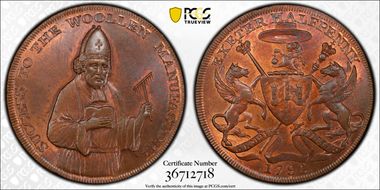 1792 Tk 1/2D DH-2 Devonshire, Exeter MS65RB