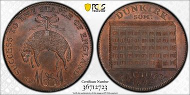 1795 Tk 1/2D DH-108 Somersetshire, Dunkirk MS64BN