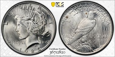 1925 $1 VAM 1A, Tiara Die Gouge MS66