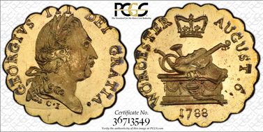 1788 Tk 1/2D DH-42 Worcestershire Gilt Worcester MS64