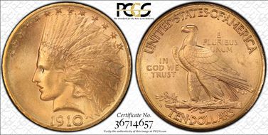 1910-D $10 MS65