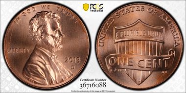 2013-D 1C Shield MS67RD