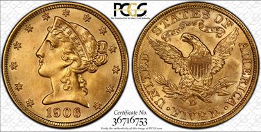 1906-D $5 MS65