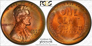 1957-D 1C MS66RB