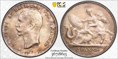 1911(a) Drachma KM-60  Ag MS65