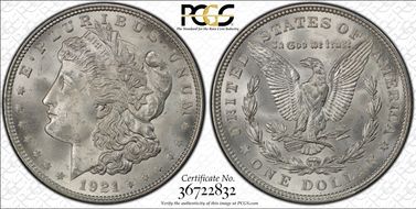 1921 $1 Morgan MS65
