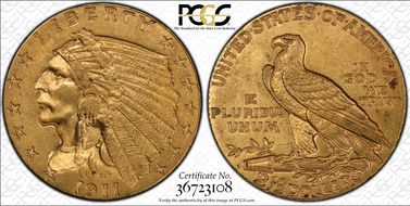 1911-D $2.50 MS61