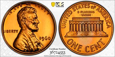 1960 1C Small Date PR65RD