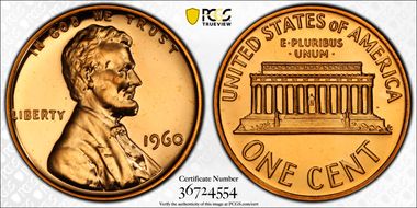 1960 1C Large Date PR67RD