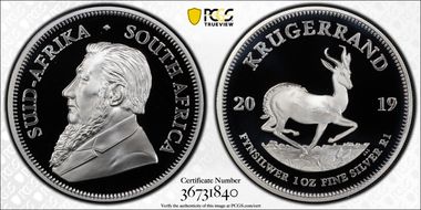 2019 1 Rand Krugerrand Silver First Strike PR69DCAM