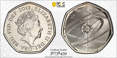 2018 50p Isaac Newton MS69