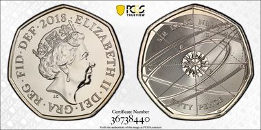 2018 50p Isaac Newton MS69