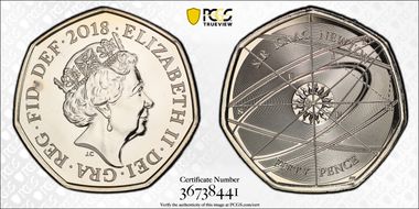 2018 50p Isaac Newton MS68
