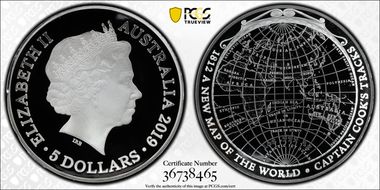 2019 $5 New Map of the World 1812 PR70DCAM
