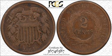 1864 2C Large Motto VG10BN