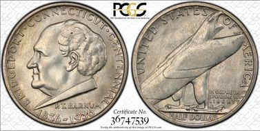 1936 50C Bridgeport MS66