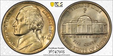 1942-P/P 5C Silver, RPM, FS-501 MS66