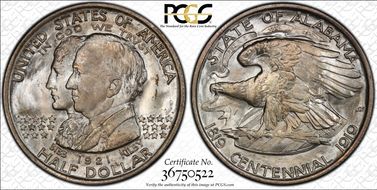 1921 50C Alabama MS66+