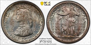 1921 50C Missouri MS66+