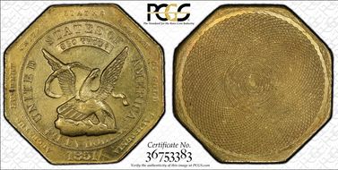 1851 "880" $50 RE Augustus Humbert MS65