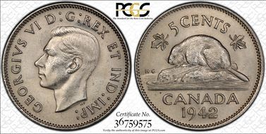 1942 5C Nickel MS64