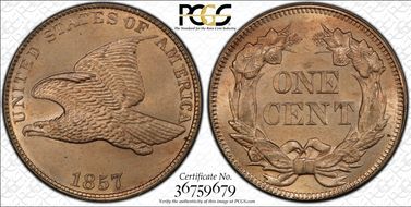 1857 1C Flying Eagle MS65