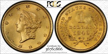 1849 G$1 No L MS65