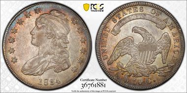 1834 50C Small Date, Small Letters MS64
