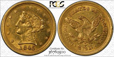 1845-O $2.50 AU58