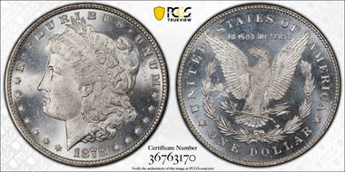 1878 7/8TF $1 VAM 41C, Clashed Obverse Weak 7/4 MS64+