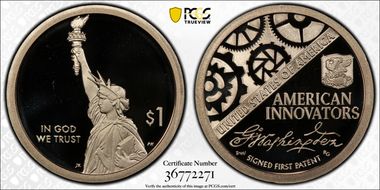 2018-S $1 American Innovation Series Washington-Signed 1st Patent First Strike PR70DCAM
