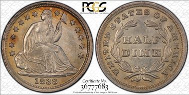 1838 H10C Large Stars MS63