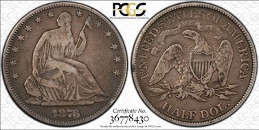 1876 50C Lg/Sm Date FS-301, WB-106 F15