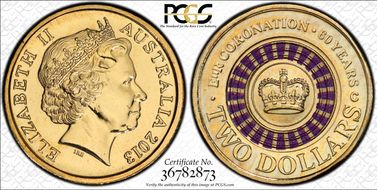 2013-C $2 Coronation Colorized MS68