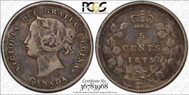 1875-H 5C Small Date VF30