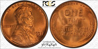 1951-S 1C MS67+ RD