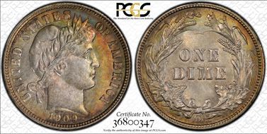 1909-O 10C MS62