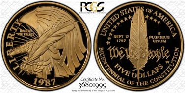 1987-W $5 Constitution PR69DCAM