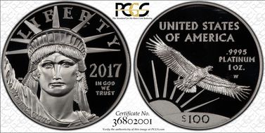 2017-W $100 Statue of Liberty 20th Anniversary PR69DCAM