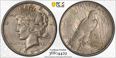 1923-D $1 VAM 1H, "Ponytail" AU55