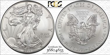 2014-W $1 Burnished Silver Eagle SP70