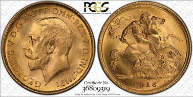 1916-S 1/2 Sov S-4009 MS65